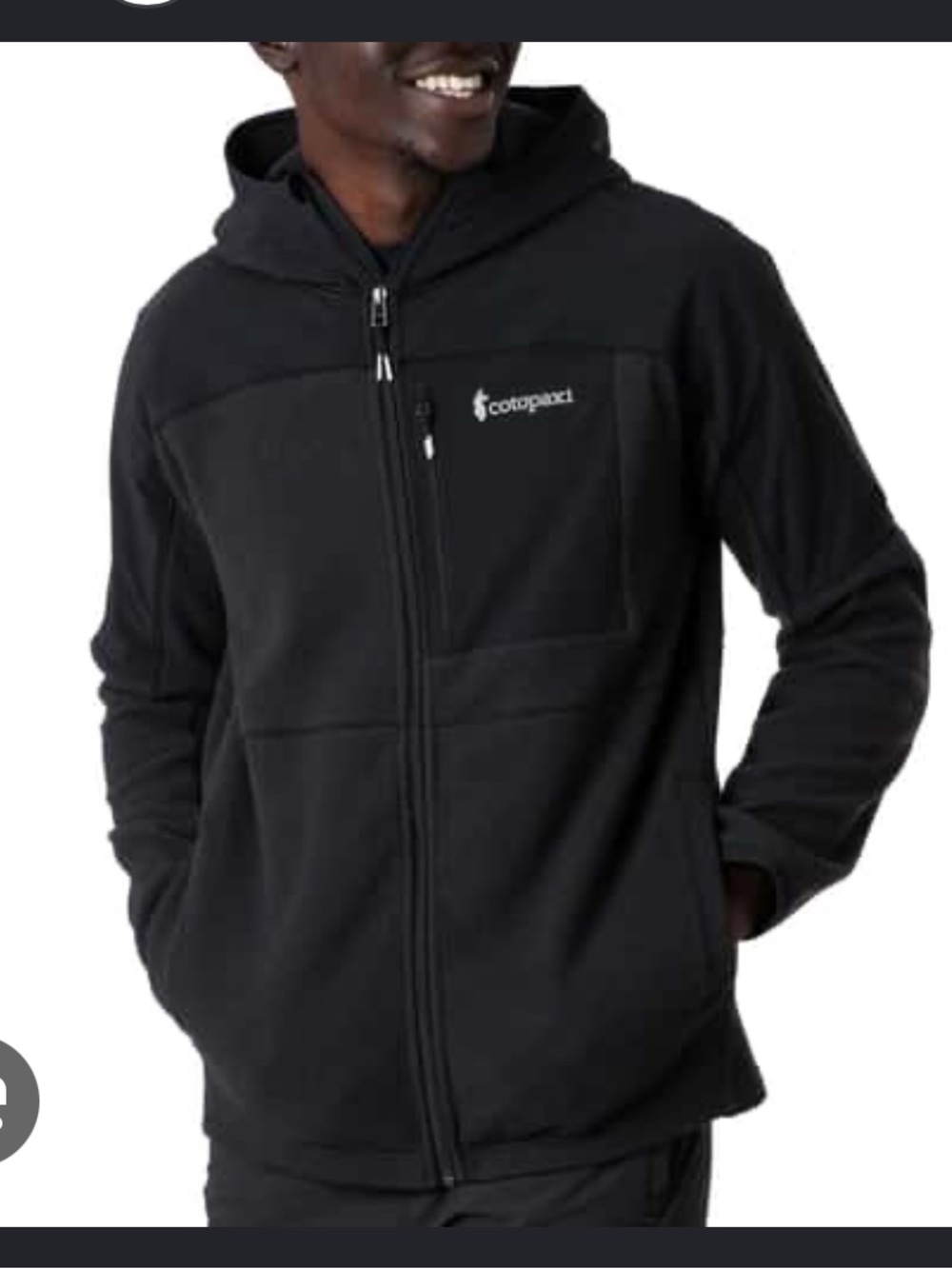 Cotopaxi Abrazo Black Hooded Fleece Zip Jacket